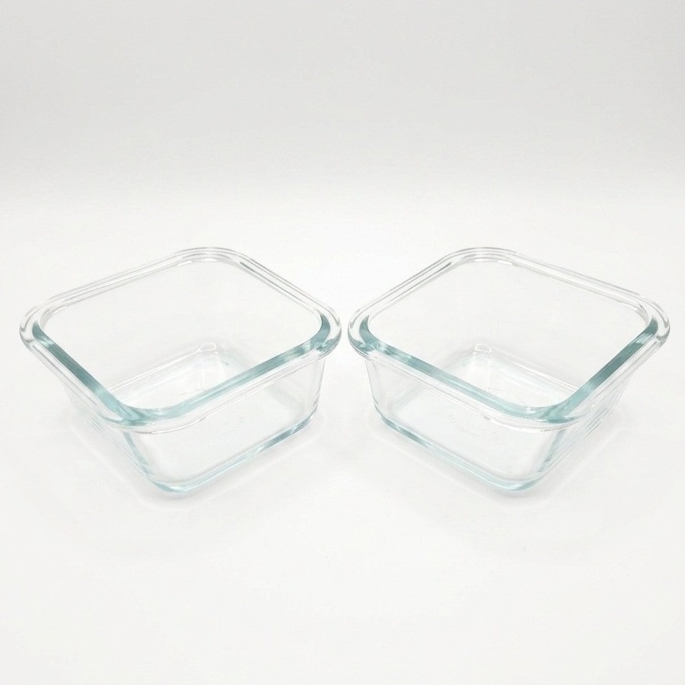Pyrex 1 Cup Square Glass Food Storage Containers Set of 2 Clear USA